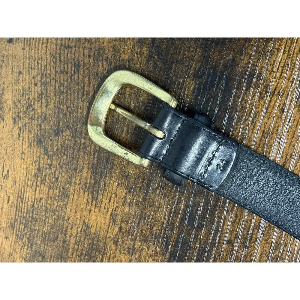 Hickory Creek Oil Tanned Leather Belt Black Size 34 Gold Tone Buckle